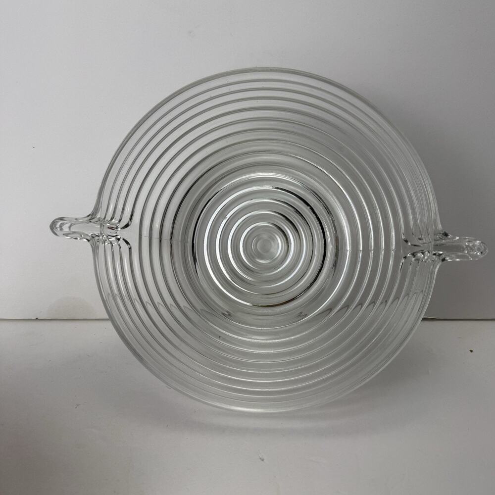 Vintage Anchor Hocking Ribbed Depression Glass "Manhattan" Serving Bowl 1930s